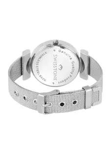 SWISSTONE Women Blue Brass Dial & Silver Toned Bracelet Style Straps Analogue Watch