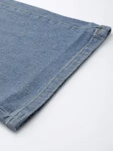 DressBerry Women Blue Flared High-Rise Low Distress Heavy Fade Stretchable Jeans