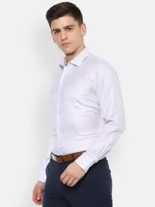 Van Heusen Men Blue Cotton Silk Formal Shirt