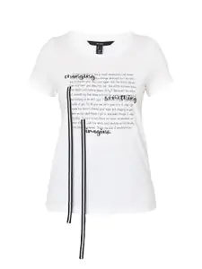 Vero Moda Women White Typography Printed T-shirt