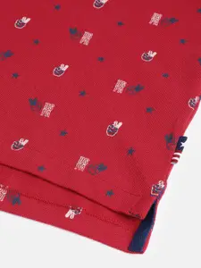 U.S. Polo Assn. Kids Boys Red Brand Logo Printed Pure Cotton T-shirt