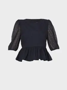 Vero Moda Blue Peplum Top