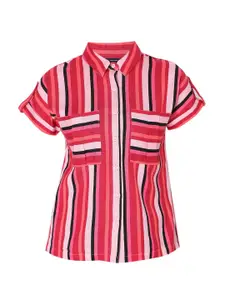 Vero Moda Women Pink Striped Casual Shirt