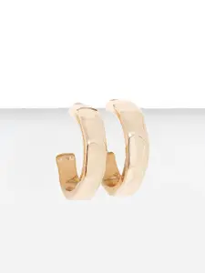 AMI Rose Gold Contemporary Half Hoop Earrings