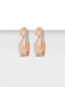 AMI Rose Gold Plated Contemporary Half Hoop Earrings