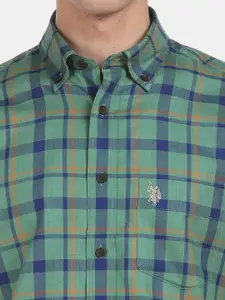 U.S. Polo Assn. U S Polo Assn Men Green Tartan Checks Checked Casual Shirt