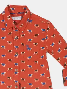 U.S. Polo Assn. U S Polo Assn Boys Rust Printed Casual Shirt