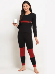 Boston Club Women Black & Red Pure Cotton Night suit