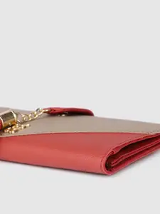 Baggit Women Red & Beige Colourblocked Two Fold Wallet