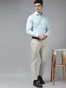 Blackberrys Men Blue Pure Cotton India Slim Fit Geometric Patterned Formal Shirt