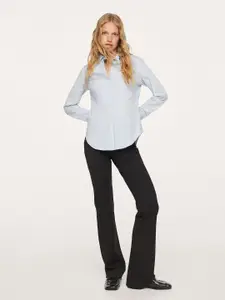 MANGO Women Blue Solid Casual Shirt
