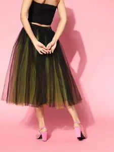 SASSAFRAS Gorgeous Green Solid Tulle Skirt