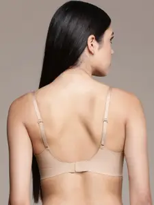 Calvin Klein Underwear Nude-Coloured Solid Underwired Push Up Bra QF6021AD7NS