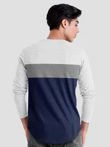 The Souled Store Men Blue Colourblocked T-shirt