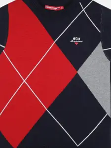 Monte Carlo Boys Navy Blue & Grey Colourblocked Pullover