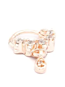 Priyaasi Rose Gold-Plated White American Diamond Studded Nose Ring