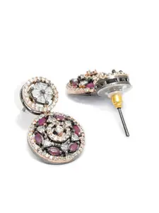 Priyaasi Rose Gold Toned & White American Diamond Drop Earrings