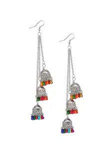 Vembley Silver-Toned & Gold-Toned Set of 3 Circular Chandbalis Drop Earrings