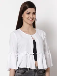 Style Quotient Women Off White Crop Shrug