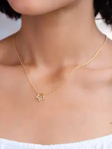 SHAYA Gold-Toned & White Sterling Silver Gold-Plated Necklace