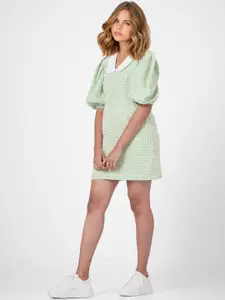 ONLY Women Green Checked Bodycon Dress