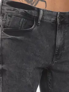 Flying Machine Men Black Micheal Slim Fit Light Fade Acid Wash Stretchable Jeans