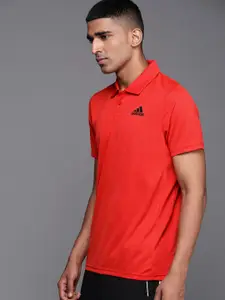 ADIDAS Men Red Printed Polo Collar T-shirt