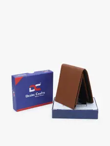 Dezire Crafts Men Tan & Black Textured PU Leather Bi-Fold Slim Wallet