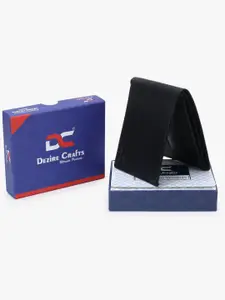 Dezire Crafts Men Black Textured Two Fold PU Wallet