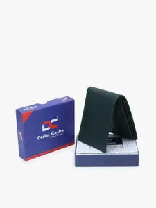 Dezire Crafts Men Green Textured Cut Work PU Leather Two Fold Wallet