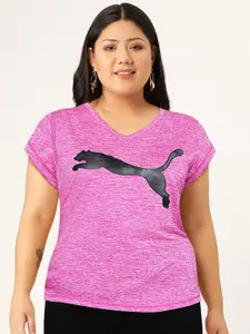 Puma Women Pink Brand Logo Printed Training T-shirt
