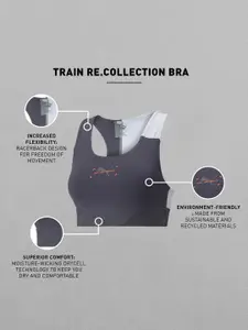 Puma Black & White Colourblocked Bra Lightly Padded