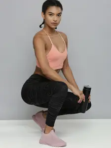 Puma Women Pink Printed Low Impact Strappy  Lightly PaddedTraining Bra With Styles Back