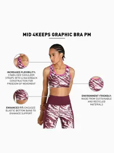 Puma Women Pink & White Animal Printed Mid Impact Lightly Padded Training Bra