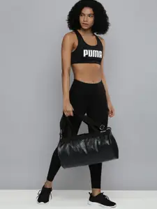 Puma Women Black & White Brand Logo Printed Lightly Padded Training Bra 52030401