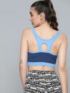 Reebok Women Blue Colourblocked Workout WOR Vector Bralette Lightly Padded HA1048-BATBLU
