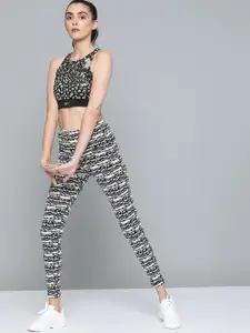 Reebok Women Black & Beige Workout Modern Safari Bralette Lightly Padded HB1056-NGHBLK