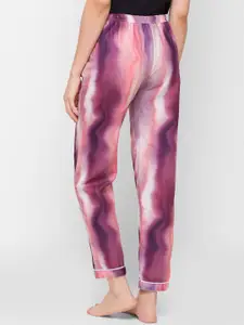 FashionRack Women Purple & Maroon Printed Cotton Lounge Pants