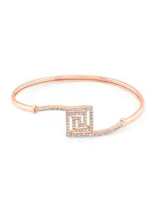 AMI Women Rose Gold & White Cubic Zirconia Contemporary Kada Bracelet
