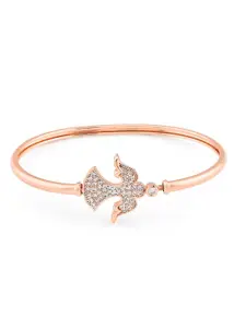 AMI Women Rose Gold & White Brass Cubic Zirconia Rose Gold-Plated Kada Bracelet