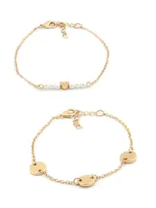 AMI Women Gold Set Of 6 Heart & Love Embellished Bracelets