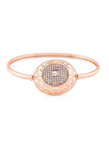 AMI Women Rose Gold & White Brass Cubic Zirconia Rose Gold-Plated Kada Bracelet