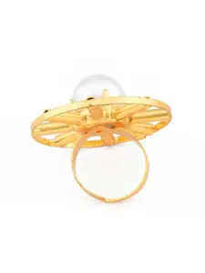 AMI Gold-Plated & Pearl Beaded Adjustable Finger Ring