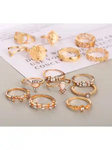 Vembley  Set Of  15 Gold Plated Multi Design Rings