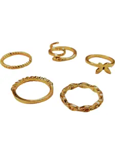 Vembley Set Of 5 Gold-Plated Finger Rings