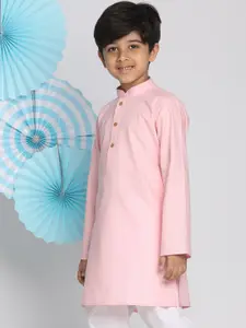 VASTRAMAY Boys Pink Thread Work Kurta