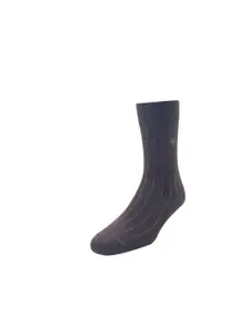 Louis Philippe Men Brown Pack of 3 Solid Calf Length Socks