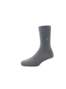 Louis Philippe Men Grey Pack of 3 Cotton Calf Length Socks