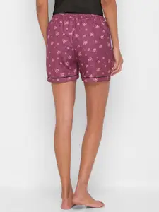 FashionRack Women Purple & Black Printed Lounge Shorts