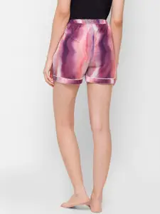 FashionRack Women Purple & White Printed Cotton Lounge Shorts
